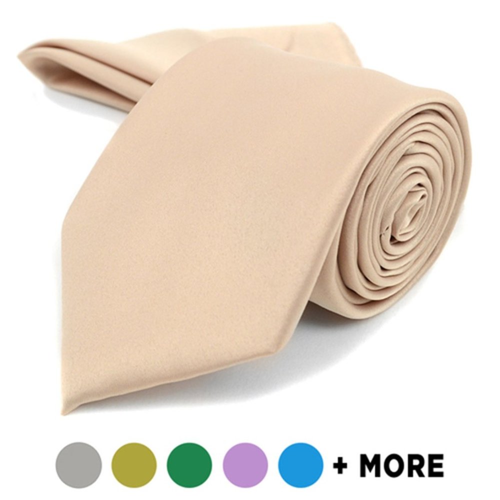 UMO LORENZO 2 PC Solid Necktie And Matching Hanky Set TAUPE Color for Men